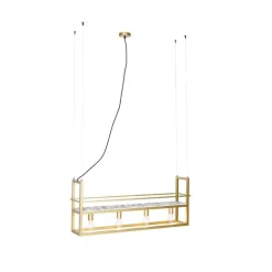 Industriële hanglamp goud met marmer en rek 4-lichts - Cage Rack