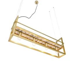 Industriële hanglamp goud met marmer en rek 4-lichts - Cage Rack