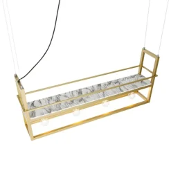 Industriële hanglamp goud met marmer en rek 4-lichts - Cage Rack