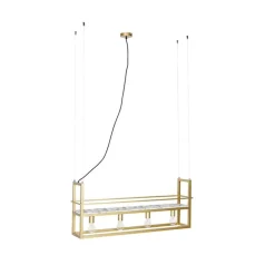 Industriële hanglamp goud met marmer en rek 4-lichts - Cage Rack
