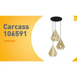 Industriële hanglamp goud met mesh 3-lichts - Carcass