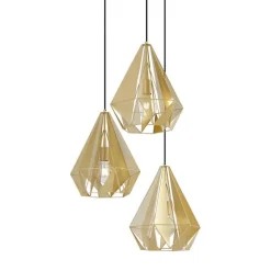 Industriële hanglamp goud met mesh 3-lichts - Carcass
