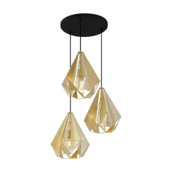 Industriële hanglamp goud met mesh 3-lichts - Carcass