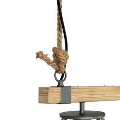 Industriële hanglamp hout met donkergrijs 3-lichts - Arthur