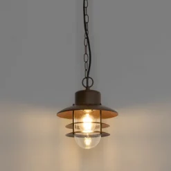 Industriële hanglamp roestbruin IP44 - Shell