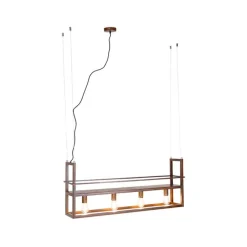 Industriële hanglamp roestbruin met rek 4-lichts - Cage Rack
