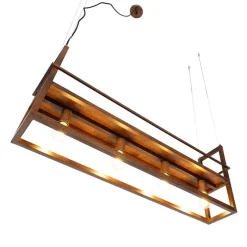 Industriële hanglamp roestbruin met rek 4-lichts - Cage Rack