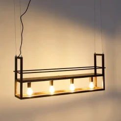 Industriële hanglamp roestbruin met rek 4-lichts - Cage Rack