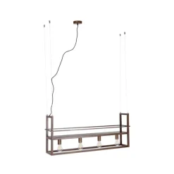 Industriële hanglamp roestbruin met rek 4-lichts - Cage Rack