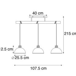 Industriële hanglamp staal 3-lichts - Arti