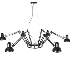 Industriële hanglamp zwart 6-lichts verstelbaar - Hobby Spinne