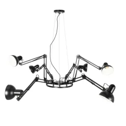 Industriële hanglamp zwart 6-lichts verstelbaar - Hobby Spinne