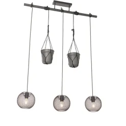 Industriële hanglamp zwart 3-lichts - Flor