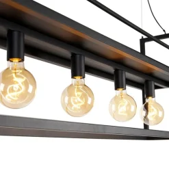 Industriële hanglamp zwart met rek large 4-lichts - Cage Rack