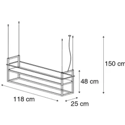 Industriële hanglamp zwart met rek large 4-lichts - Cage Rack