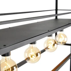 Industriële hanglamp zwart met rek large 4-lichts - Cage Rack
