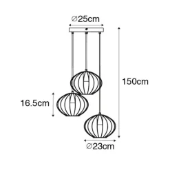 Industriële hanglamp zwart 3-lichts - Margarita