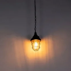 Industriële hanglamp zwart met glas - Cabin