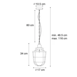 Industriële hanglamp zwart met glas - Cabin