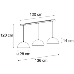Industriële hanglamp zwart met goud 3-lichts - Magnax