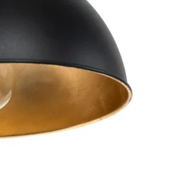 Industriële hanglamp zwart met goud 3-lichts - Magnax