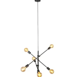 Industriële hanglamp zwart 6-lichts - Sydney