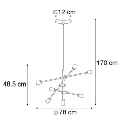 Industriële hanglamp zwart 6-lichts - Sydney