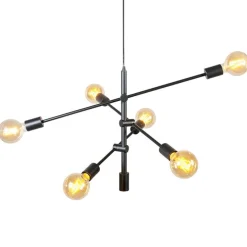 Industriële hanglamp zwart 6-lichts - Sydney