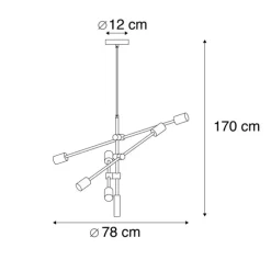 Industriële hanglamp zwart en goud 78 cm 6-lichts - Sydney