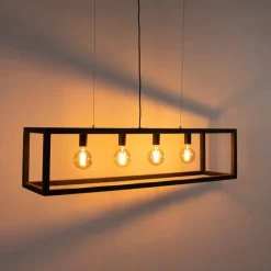 Industriële hanglamp zwart 4-lichts - Big Cage