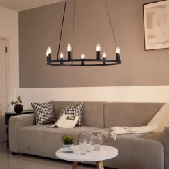 Industriële hanglamp zwart 9-lichts - Knight