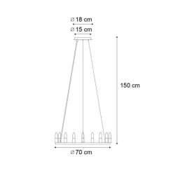 Industriële hanglamp zwart 9-lichts - Knight