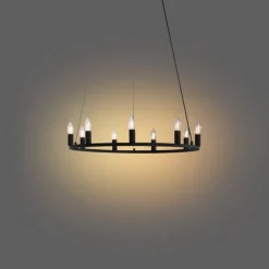 Industriële hanglamp zwart 9-lichts - Knight