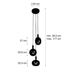 Industriële hanglamp zwart incl. LED 3-lichts dimbaar - Facil