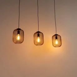 Industriële hanglamp zwart 110 cm 3-lichts - Bliss Mesh