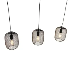 Industriële hanglamp zwart 110 cm 3-lichts - Bliss Mesh