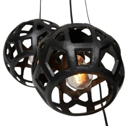 Industriële hanglamp zwart rond 3-lichts - Bobby