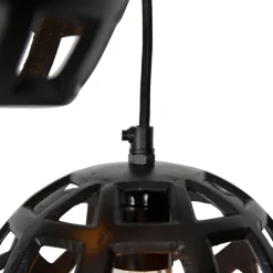 Industriële hanglamp zwart rond 3-lichts - Bobby