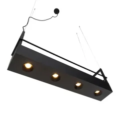 Industriële hanglamp zwart met rek 4-lichts GU10 - Cage Rack
