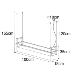 Industriële hanglamp zwart met rek 4-lichts GU10 - Cage Rack