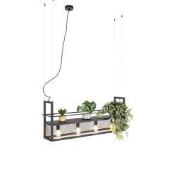 Industriële hanglamp zwart met gaas 4-lichts - Cage Rack