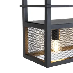 Industriële hanglamp zwart met gaas 4-lichts - Cage Rack