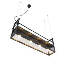 Industriële hanglamp zwart met gaas 4-lichts - Cage Rack