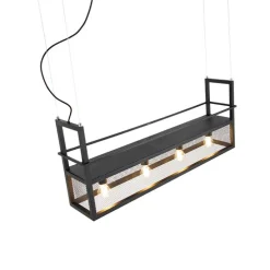 Industriële hanglamp zwart met gaas 4-lichts - Cage Rack