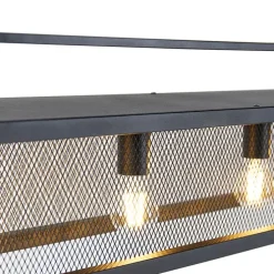 Industriële hanglamp zwart met gaas 4-lichts - Cage Rack