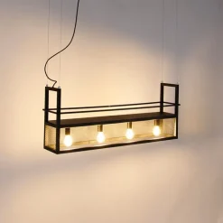 Industriële hanglamp zwart met gaas 4-lichts - Cage Rack