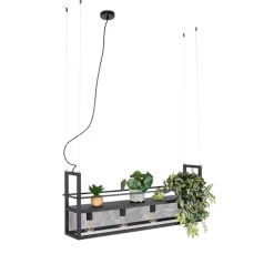 Industriële hanglamp zwart met gaas 4-lichts - Cage Rack