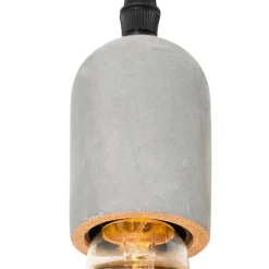 Industriële hanglamp zwart met beton rond 3-lichts - Pedra