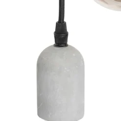 Industriële hanglamp zwart met beton rond 3-lichts - Pedra