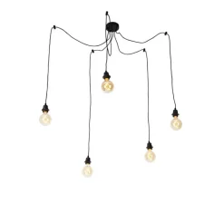 Industriële hanglamp zwart 5-lichts - Cava